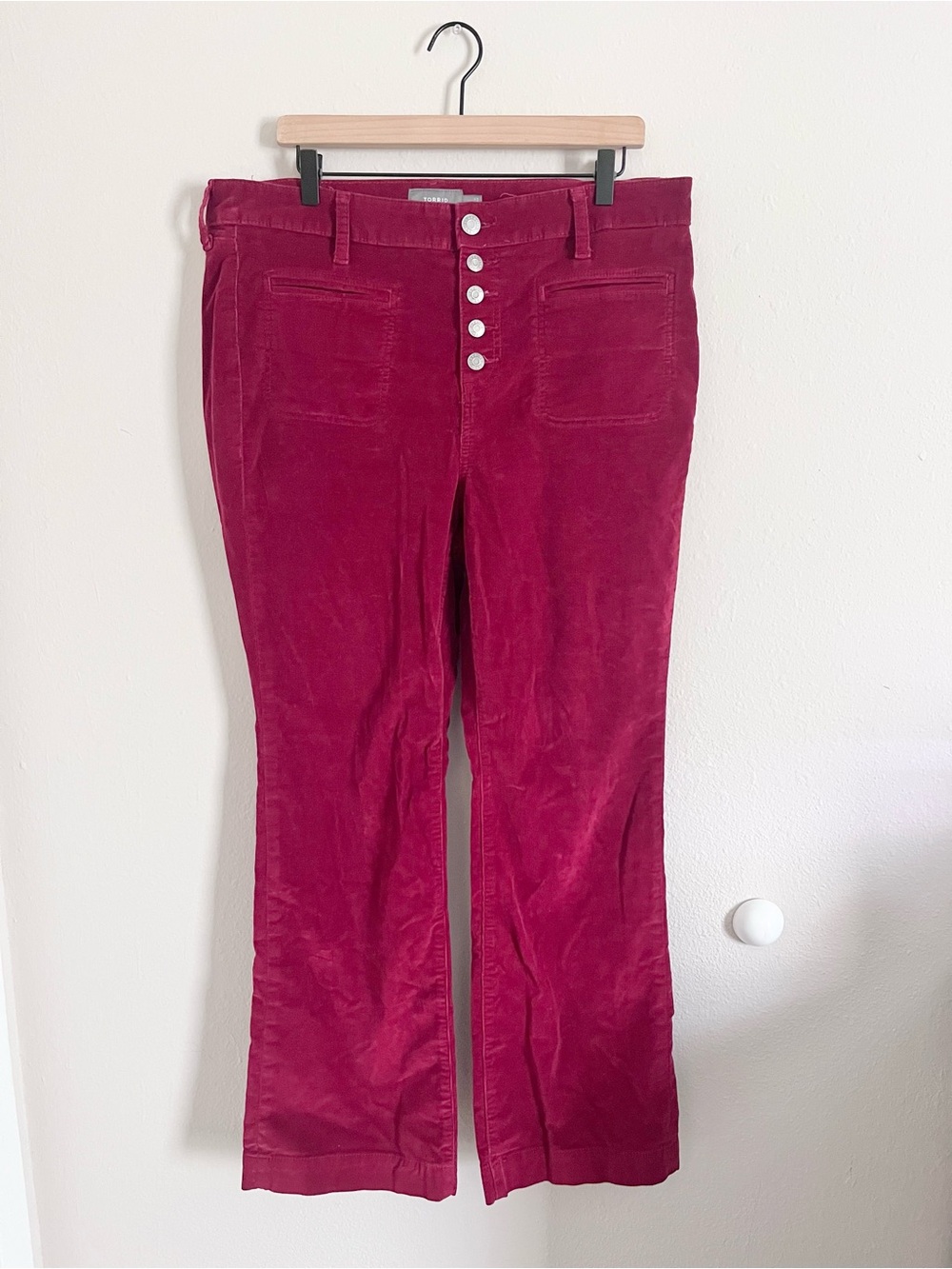 Torrid Red Wine Burgundy Slim Boot Corduroy High-Rise Jean Size 16R Fall Fashion